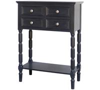 Sostter Black Wood Side Table with Four Drawers Sostter Black
