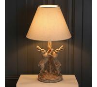Sostter Dancing Hares Table Lamp With Linen Shade In Brown Brown