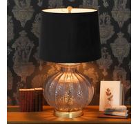 Sostter Fluted Glass Table Lamp with Black Velvet Shade in Clear Sostter Clear