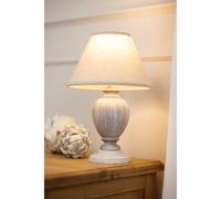 Sostter Fluted Urn Table Lamp With Linen Shade In Soft White Soft White