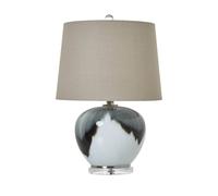 Sostter Grey Ombre Glass Table Lamp with Linen Shade in Charcoal Sostter Charcoal
