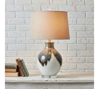 Sostter Grey Ombre Glass Table Lamp With Linen Shade In Clear Clear