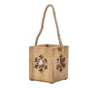 Sostter Handcrafted Snowflake Tealight Holder Wooden Winter Accent in Natural Sostter Natural