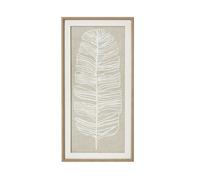 Sostter Large Feather Wall Art With Beaded Frame In Beige Beige 81cm x 49cm