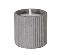 Sostter Large Grey Ribbed Led Candle With Natural Glow Grey Large