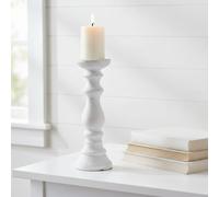 Sostter Medium White Washed Ceramic Candle Holder In Cream Cream
