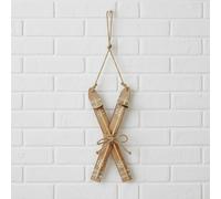 Sostter Natural Rustic Crossed Wooden Skis Wall Art in Brown Sostter Brown