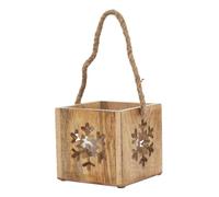 Sostter Natural Wood Snowflake Tealight Holder in Brown Sostter Brown