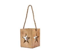 Sostter Rustic Wooden Star Tealight Holder for a Warm Whimsical Glow in Brown Sostter Brown