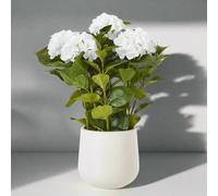 Sostter White Hydrangea Artificial Potted Plant in Brown Sostter Brown
