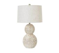 Sostter White Wicker Table Lamp With Linen Shade In Soft White Soft White