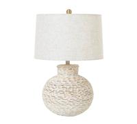 Hill Interiors Bulbous Wicker Table Lamp (UK Plug) (61cm x 40cm x 40cm) (Brown)