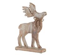 Sostter Whitewashed Wooden Christmas Decoration Stag In Brown Brown One Size