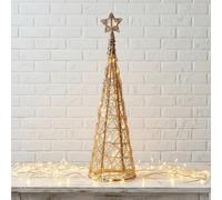 Sostter Wicker Christmas Tree with Star & Warm LED Light in Warm White | Size: 100 cm Sostter Warm White 100 cm