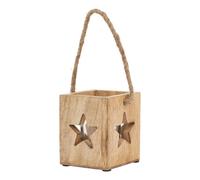 Natural Wooden Small Star Tealight Candle Holder