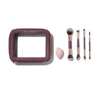 SOSU Cosmetics Ultimate Blend Luxury Makeup Tool Kit, 4 Dual-Ended Brushes, Pro Blender Sponge, Synthetic, Burgundy Case