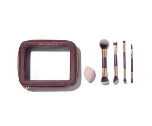 SOSU Cosmetics Ultimate Blend Luxury Makeup Tool Kit, 4 Dual-Ended Brushes, Pro Blender Sponge, Synthetic, Burgundy Case