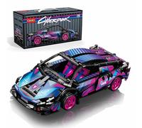 Sosuy Building-Block Race-Car Set, 1:18 Technical Model Kit 586 Pcs DIY Pull-Back Cyberpunk Toy for Boy Girl Kid Age 6+ Year, Birthday Gift for Teen Adult Display, Speed Super Sports Cars Bricks Icons