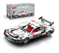 Sosuy Building-Block Race-Car Set, 1:18 Technical Model Kit 586 Pcs DIY White Pull-Back Toy for Boy Girl Kid Age 6+ Year, Birthday Gift for Teen Adult Display, Speed Super Sports Cars Bricks Icons