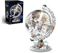 Sosuy Rotating Globe Building Set, STEM Toys for Boys 8+, Space Station Exploration Model with Solar Panels, 360° Rotatable Earth Globe on Stand, Educational for Kids, Teens, Adults