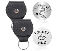 Sotbnna 2-Pack Double-Sided Pocket Hug Keychain Pair Gift for Couples & Best Friends Encouragement Keepsake for Women, Valentine's & Birthday Gift Inspirational Token of Friendship & Love
