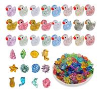Sotbnna 200PCS Mini Resin Animals, Ducks, Ocean Creatures, Tiny Plastic Sea Animal Figurines Bulk for Dollhouse Fairy Garden, Aquarium Fish Tank Ornaments, Kids Educational Toys Party Favors