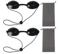 Sotbnna 4-Piece Sunbed Goggles Set (2 Pouches) Professional Tanning Eye Protection Glasses, UV-Blocking Goggles for Sunbeds, IPL, Laser Prevent Tan & Smudging (Black)
