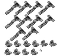SOTECH Set of 10 Pot Hinges T45 Inner Stop, Pot Screw Connection with Wood Screws Black 105° Dampened - Pot Hinge Cabinet Hinge Including Cross Mounting Plate for Inset Doors
