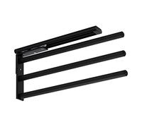 SOTECH TED Aluminium Towel Rail 3-Arm Black Matt (325-487 mm, Extendable, Rotatable) Telescopic Towel Rail Suitable for Larger Towels