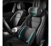 Sothuba Car Lumbar Support Pillow and Car Neck Pillow Kit, Ergonomic Car Seat Headrest & Lumbar Cushion with Adjustable Strap for Neck Back Pain Relief, for Office Chair/Truck/Wheelchair (Black)