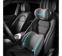 Sothuba Car Lumbar Support Pillow and Car Neck Pillow Kit, Ergonomic Car Seat Headrest & Lumbar Cushion with Adjustable Strap for Neck Back Pain Relief, for Office Chair/Truck/Wheelchair (Gray)