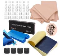 SOTICA Tattoo Practice Skin Transfer Paper Tool Kit - 569Pcs Include Tattoo Fake Skins with Tattoos Transfer Paper Machine Pen Covers and Mixed Ink Caps Grip Tapes Tool Kit for Beginners & Artists