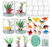 Sotiff 12 Sets Dinosaur Snow Globe Kit Mini Figurines Artificial Plastic Plants Build a Dinosaur Habitat DIY Craft Safari Animal for Dinosaurs Enthusiasts Birthday Party Favors School Activities