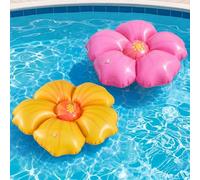 Sotiff 2 Pcs Flowers Pool Floats Inflatable Hibiscus Decor with Air Pump 20 Inch Pink & Yellow Floating Pool Decoration for Tropical Luau Hawaiian Beach Party Birthday Bachelorette Summer Patio Decor
