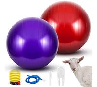 Sotiff 2 Pcs Herding Goat Ball Toy Anti Burst PVC Large Exercise Training Ball with Inflator Pump Herding Toys for Goats Dog Horse to Play with Lamb Outdoor Entertainment Toy(Purple, Red, 17.7 Inch)