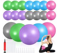 Sotiff 20 Pcs 9 Inch Exercise Pilates Ball Yoga Therapy Ball Pink Purple Blue Gray Green for Yoga Stability Barre Training Stretching Physical Posture Training Gym