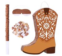 Sotiff Cielito Lindo Western Piñata Platos De Barro Mexicanos Boots Piñata with Stick Blindfold Confetti for West Barro Themed Birthday Party Game Favors Decor 15 x 12 Inches
