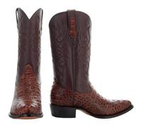 Soto Boots Men's Gator Tail Print Cowboy Boots, Exotic Print Men's Cowboy Boots, Western Boots For Men H7006, Cognac, 10.5