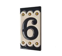 Soto M-3 Spanish Hand-painted Ceramic 11 x 5.5 cm or 2.16 x 4.33" Number Tiles (Number 6 tile)