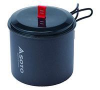SOTO Ne River Pot, 1000ml/33.8oz, Hard-Anodized Aluminum, Silver/Stainless Steel, Cooking Pot with Non-Slip Base, Swing-Style Handle, Mesh Storage Bag, Translucent Plastic Lid