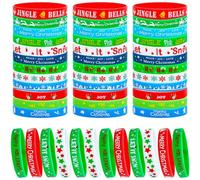 SOTOGO 48 Pieces Bracelets Multicolor Silicone Stretch Wristbands for Christmas Birthday Party Supplies, 橡胶, no gemstone