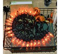 SOTOPOO 27.8Ft Halloween Flickering Flame String Lights Fake Flame Flickering String Lights with 25+4Pcs C18 Flame Light Bulbs, for Home Mantel Party Indoor Outdoor Fall Halloween Decorations, 1W