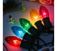 C9 Multicolor Christmas Lights Outdoor Vintage Christmas Tree Lights Indoor , 25FT Clear Colorful Christmas Lights with 25Pcs E17 Base Bulbs For Christmas Home Party Yard Porch Stair Decorations