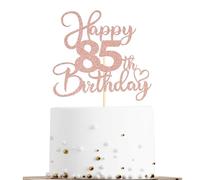 Sotpot 1 Pack 85th Birthday Cake Topper Double-sided Rose Gold Glitter Cake Pick Cake Decoration for Happy 85th Birthday Anniversary Party Decorations