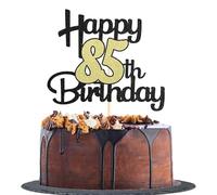 Sotpot 1 Pack Black&Gold Glitter 85th Cake Topper, 85th Birthday Cake Decorations for Birthday Party Anniversary Party Supplies
