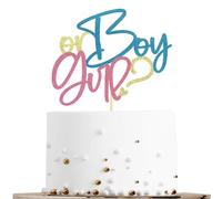 Sotpot 1 Pack Boy or Girl Cake Topper Glitter Pink and Blue Cake Pick Gender Reveal Cake Decorations for Baby Shower Gender Reveal Theme Party Decorations Supplies