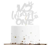 Sotpot 1 Pack Half Way To One Cake Topper Silver Glitter 1/2 Half Birthday Cake Decoration for Baby Half Year Old Birthday Party Gender Reveal Party Supplies