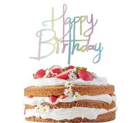 Sotpot 1 Pack Happy Birthday Cake Topper Rainbow Glitter Happy Birthday Cake Decoration for Birthday Theme Party Cake Decoration(Colour)