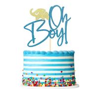 Sotpot 1 Pack Oh Boy Cake Topper Glitter Blue Cake Pick It's a Boy Cake Decorations for Baby Shower Gender Reveal Baby Boy 1st 2nd 3rd Birthday Theme Party Decorations Supplies