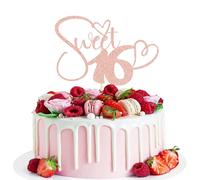 Sotpot 1 pcs Rose Gold Glitter Sweet 16 Cake Topper, Happy 16th Birthday Party Supplies, Sweet Sixteen Theme Party Decorations, Sweet 16 Birthday Cake Party Supplies